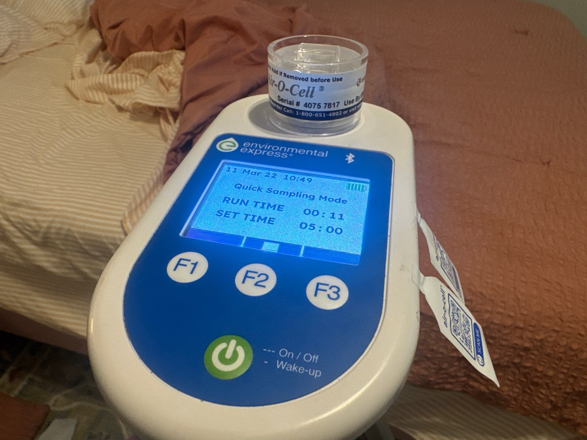 Mold sampling being conducted inside a residential home.